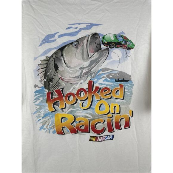 Vintage Nascar Double Sided Shirt Hooked On Racin Fishing MBNA Motorsports XL - Picture 3 of 8